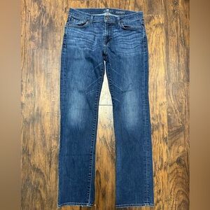 7 For All Mankind Standard Straight Leg Jeans Size 34 Medium Wash Stretch Denim
